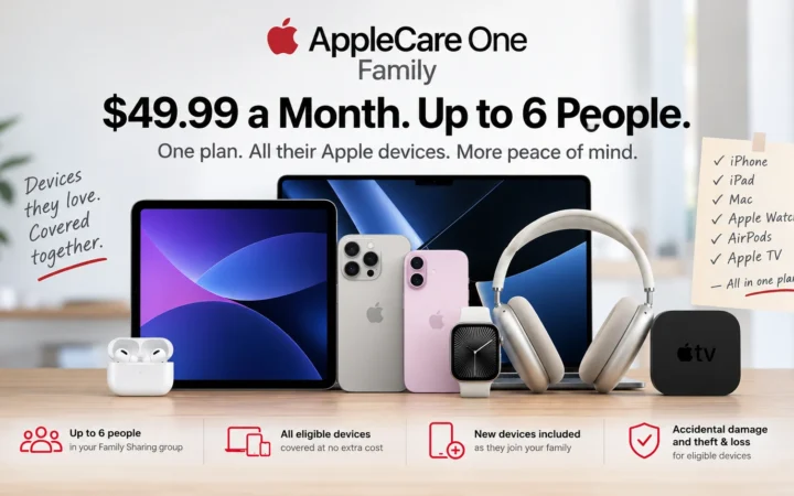 Apple devices representing AppleCare One Family household coverage