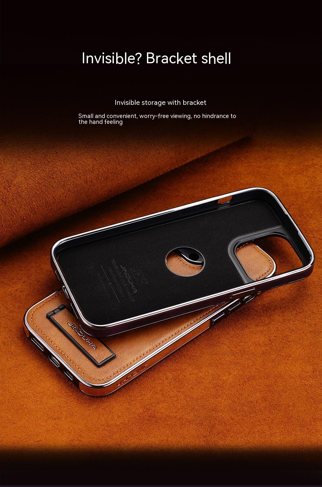 Applicable Phone Case All-inclusive Drop-resistant High-grade Leather Bracket Shell - Image 7