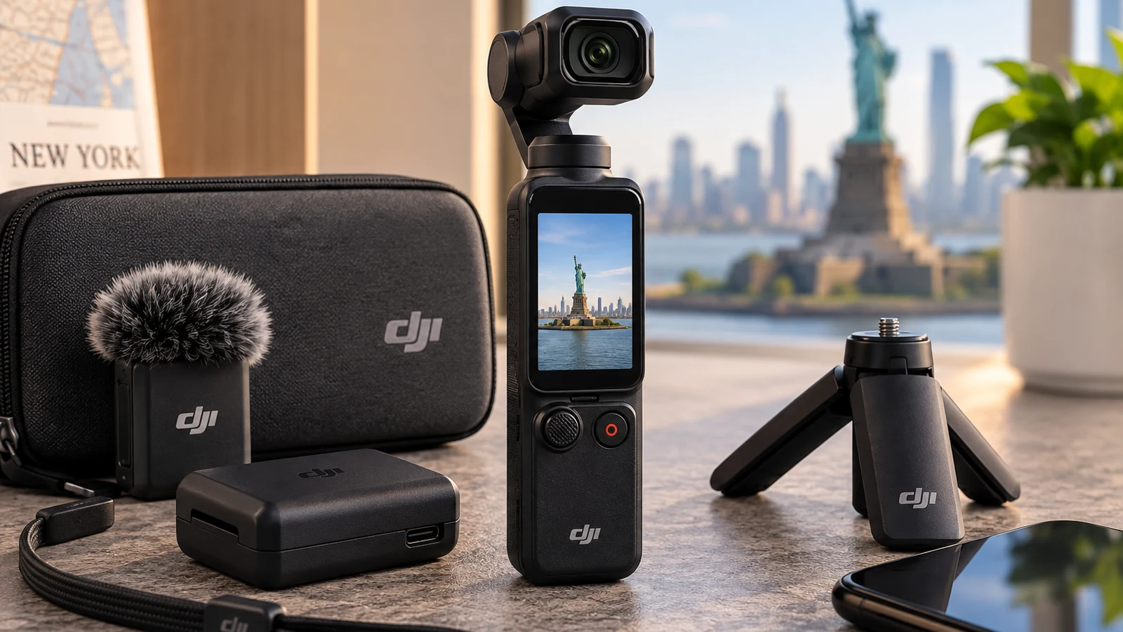 DJI Osmo Pocket 4 shown in a clean editorial product image