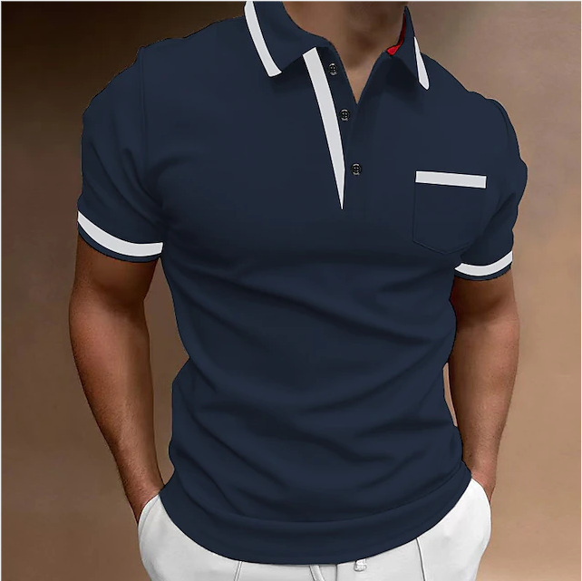 Men's Casual Square Collar Double Buckle Printed Short Sleeve - Image 2