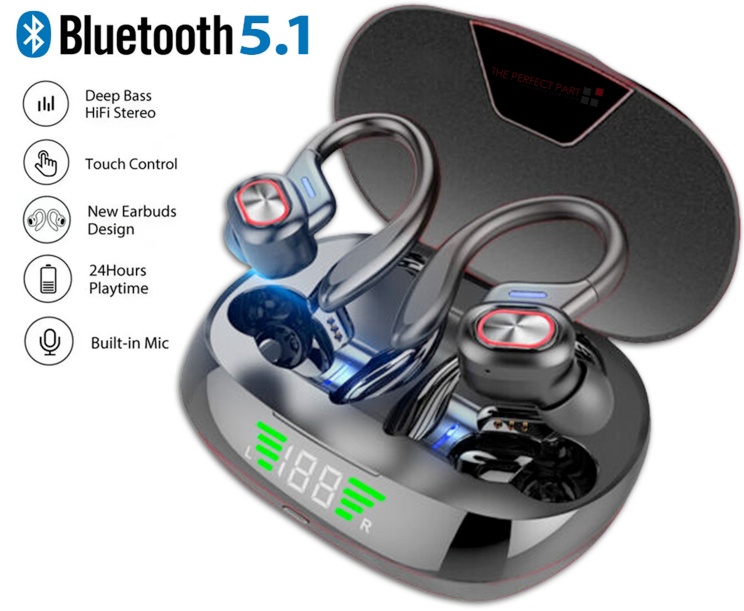 Bluetooth Headset 5.1 True Wireless Earphones Earbuds Headphones HiFi Sport TWS - Image 5
