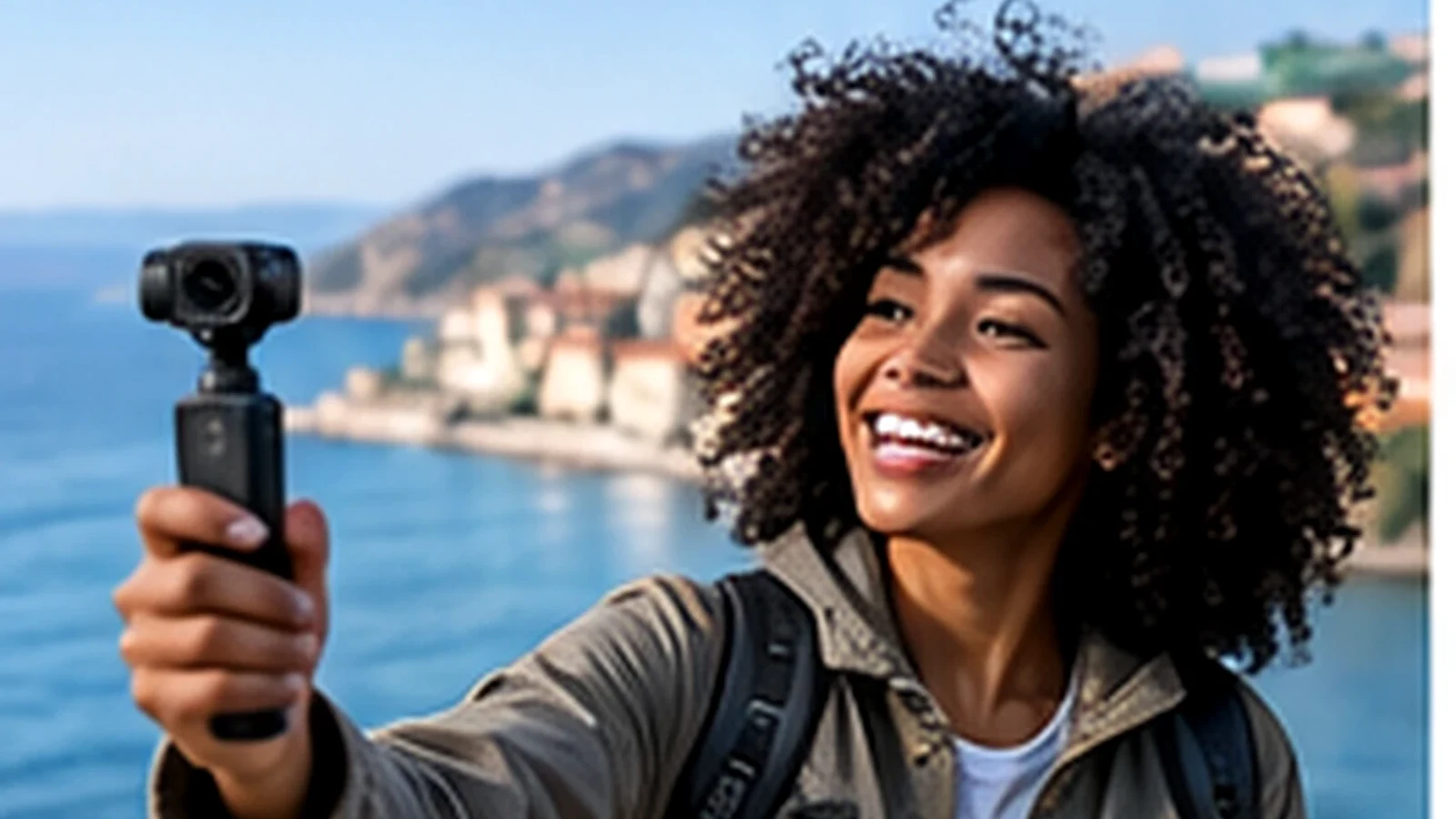Insta360 Luna Pro being used for vertical social video recording