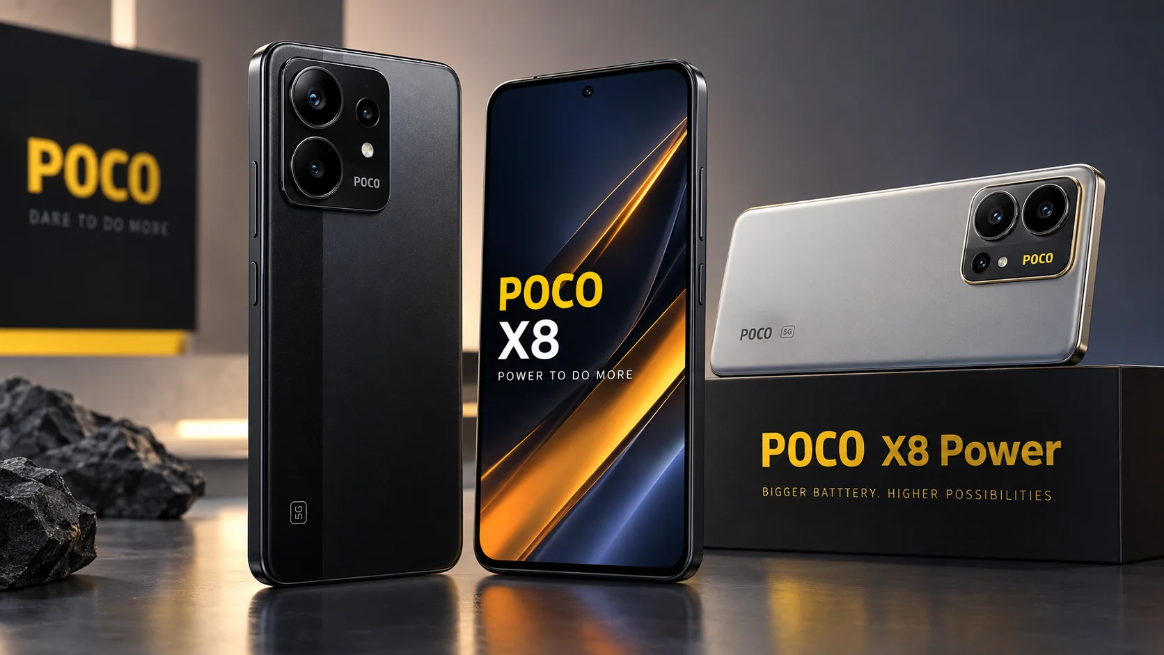 POCO X8 and POCO X8 Power shown together